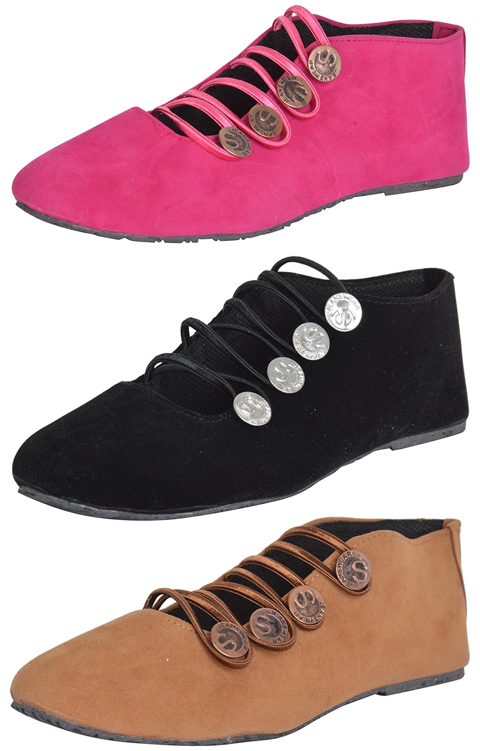 ampereus women's party ware belly 3 pc pack in pink/brown/black