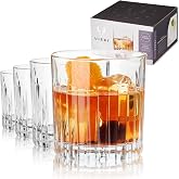 Viski Reserve Milo Crystal Old Fashioned Rocks Glasses, European Crafted Whiskey Glasses for Bourbon, Scotch, Cocktails, Barware Gifts for Men, Man Cave Essentials, Home Bar Glassware, 12 oz, Set of 4