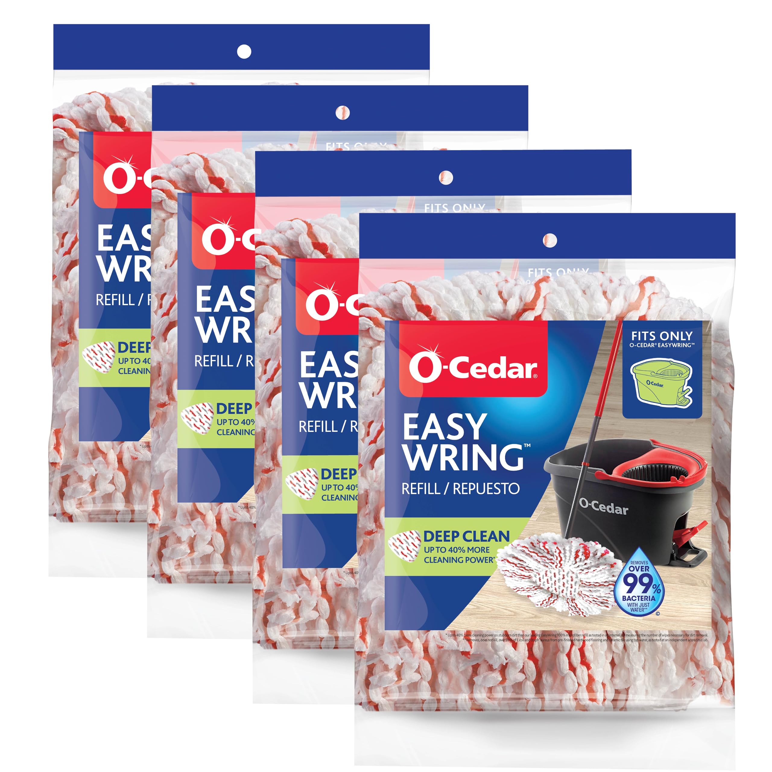 Photo 1 of O-Cedar EasyWring Deep Clean Refill (4-Pack) | 40% More Cleaning Power | Microfiber Mop Refill Compatible with O-Cedar EasyWring Spin Mop & Bucket System
