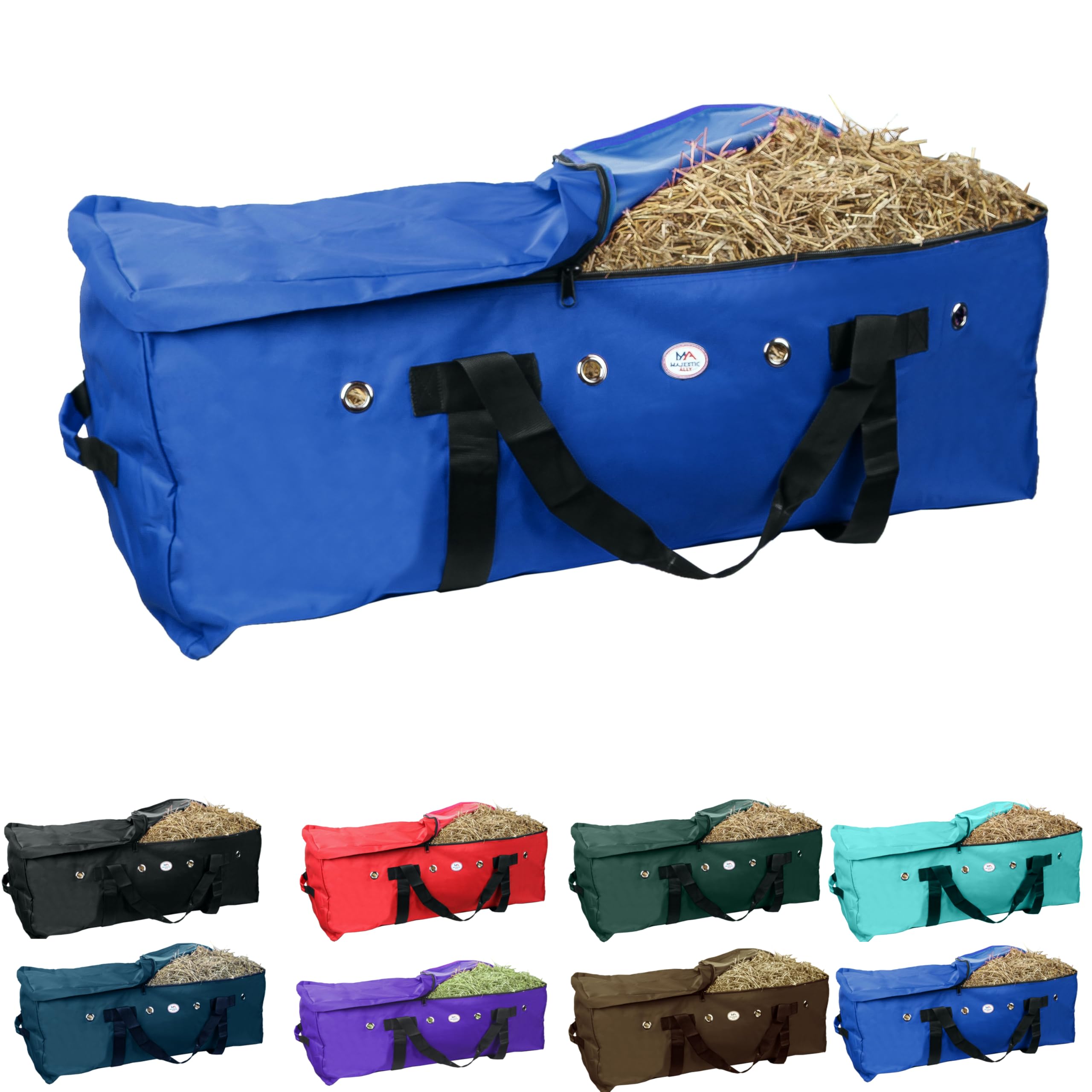 Majestic Ally 1200 D Nylon Fabric Large 44” x 20” x 16” and Extra Large 53"x 24" 20" Heavy-Duty Hay Bale Storage Bag (Red) (Extra Large, Royal Blue)