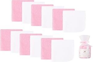 BEBE FAVOUR 12 Pack Baby Washcloths 100% Cotton - Small Terry Wash Cloths 7.8" x 7.8" Soft Face Washcloth for Hand Body Sensitive Skin Thin Absorbent Wipes for Newborns Infant
