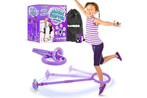 Bambibo Skip It with Counter for Kids - Longer Foam Padding | Mesh Bag for Storage | Ankle Skip Ball for Kids | Foldable Colorful Flash Wheel | Gifts for Kids Age 5 6 7 8 9 10 Years