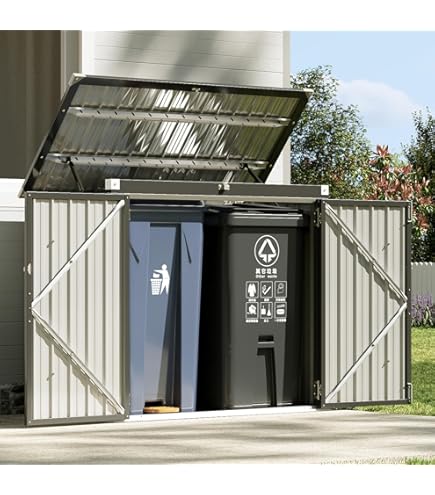 Amazon.com : YOPTO Outdoor Storage Shed Metal Trash Can Storage,54