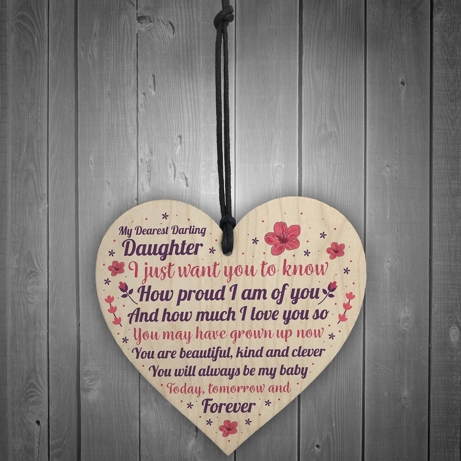 RED OCEAN Daughter Gifts Wooden Heart Daughter Birthday Card Daddy Daugher Gifts Mother Daughter Gifts Keepsake - Image 3