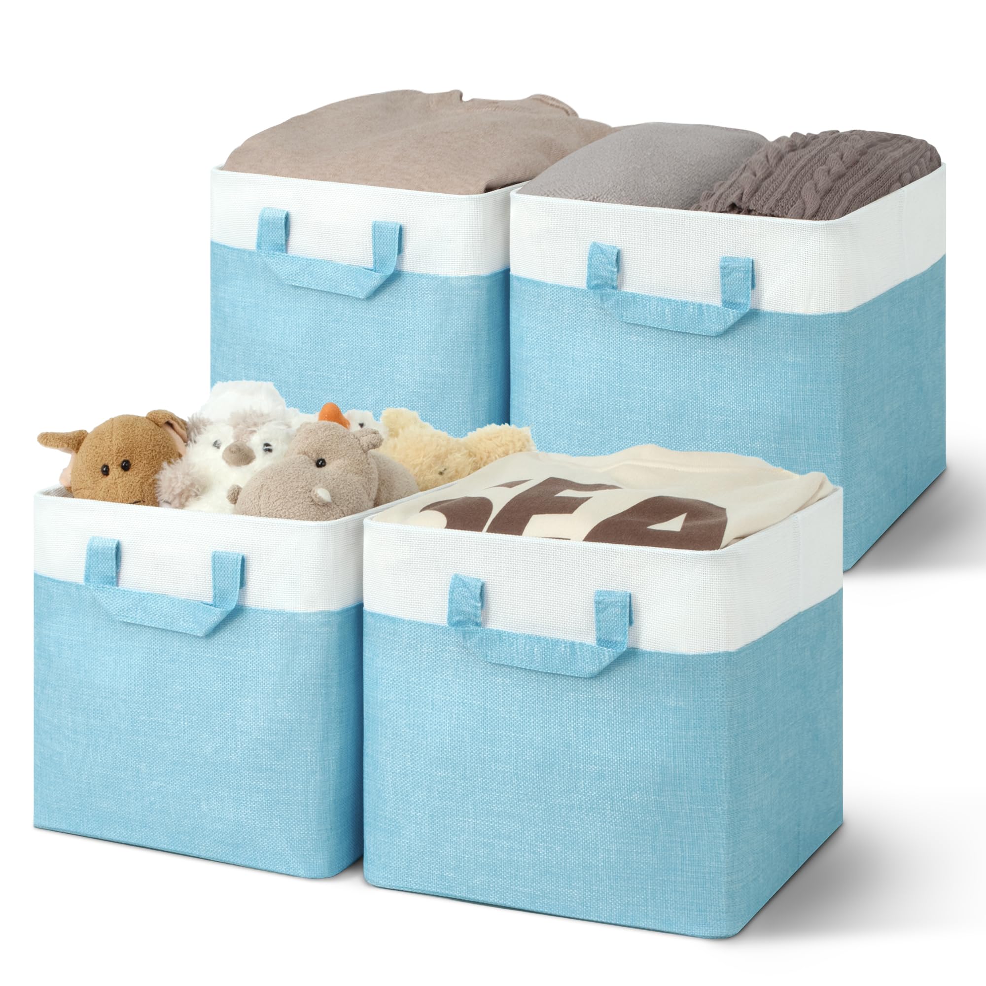 Photo 1 of GRANNY SAYS 11x11 Storage Cubes, Cube Storage Bins with Metal Frame, Foldable Cube Storage Organizer, Closet Storage Baskets, Storage Cube Bins, Storage Bins for Shelves, Blue, 4 Pack