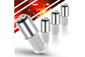 Ziomitus 12 Volt Flashing Strobe Blinking Brake Lights 1157 2057 2357 7528 BAY15D Red LED Bulbs Replacement for RV Car Camper Trailer Tail Brake Stop Lights, Brilliant Red,DC12-24V,4Pack