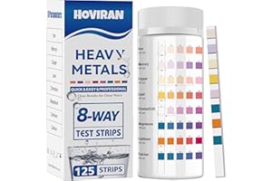 8-Way Heavy Metals Water Test Strips -125 ct Home, Well Drinking Water Testing Kit for Iron, Mercury, Copper, Lead, Chromium,