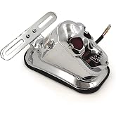 HTTMT XH3118B-B-CD Chrome Red Metal Skull Brake Tail Light Signal Compatible with Motorcycle Bike