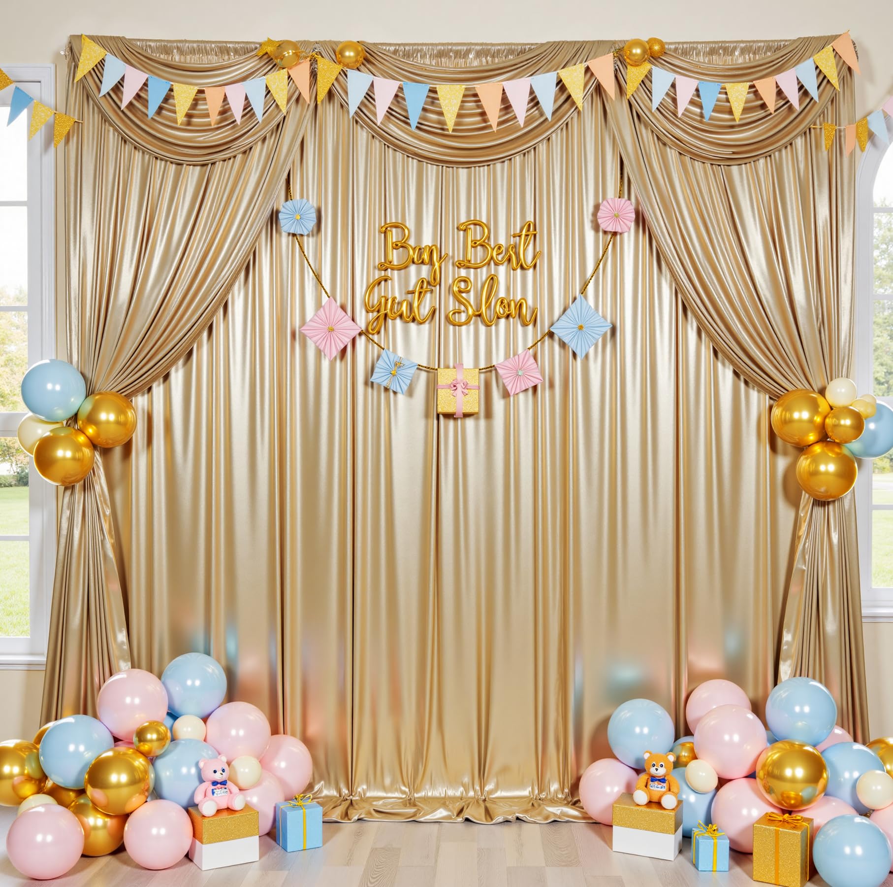Photo 1 of 10ftx10ft Champagne Sequin Backdrop Curtain for Parties, Wrinkle Free Thick Glitter Sparkle Photo Backdrop Drapes 2 Panels 5x10FT Shimmer Back Drop Cloth for Wedding Birthday Photography Background