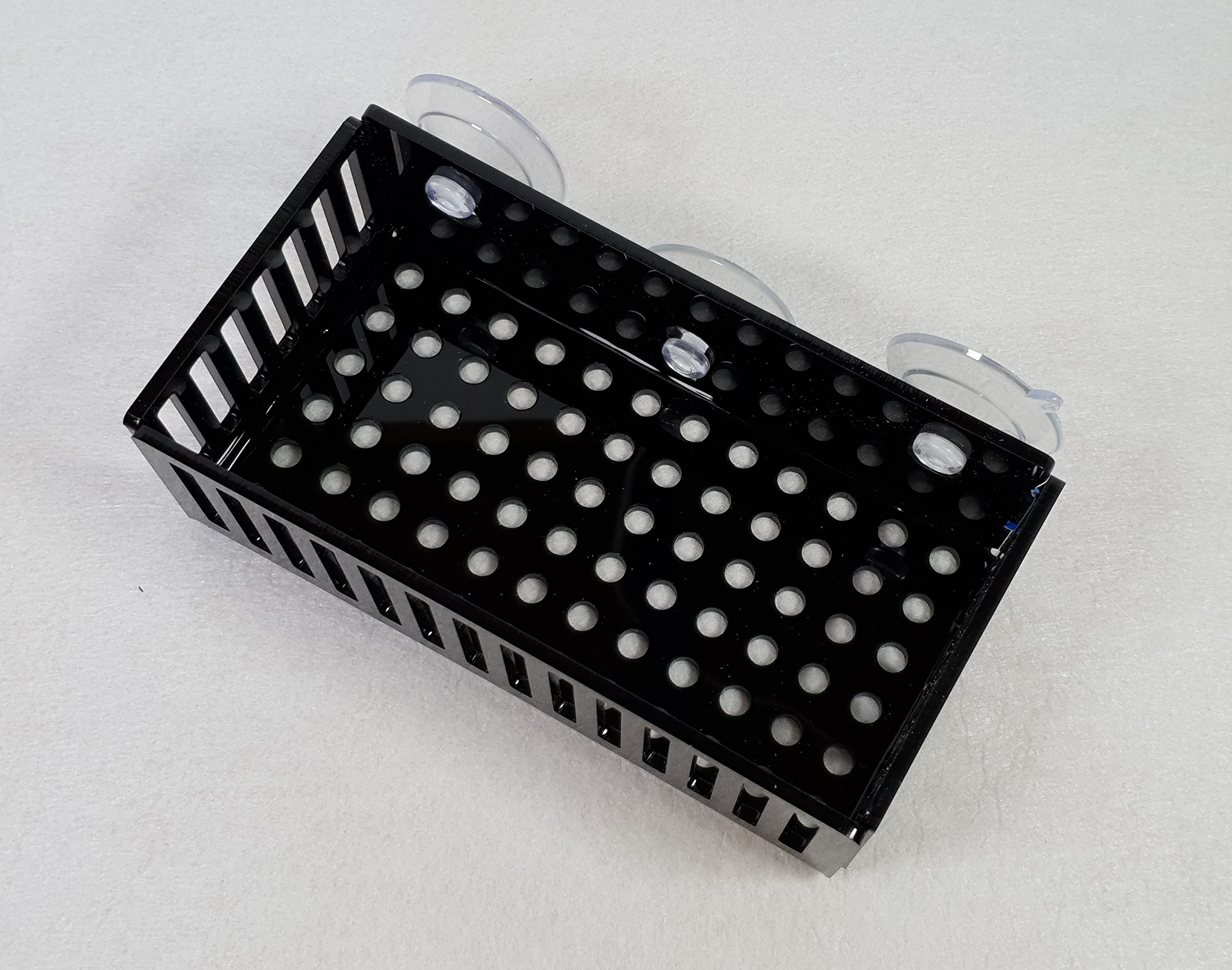Reef Geeks Mushroom Coral Frag Box – UK-Made Reef-Safe Fragging Container with Suction Cups for Mushroom Coral Propagation – High-Flow Design for Safe Attachment (Black)