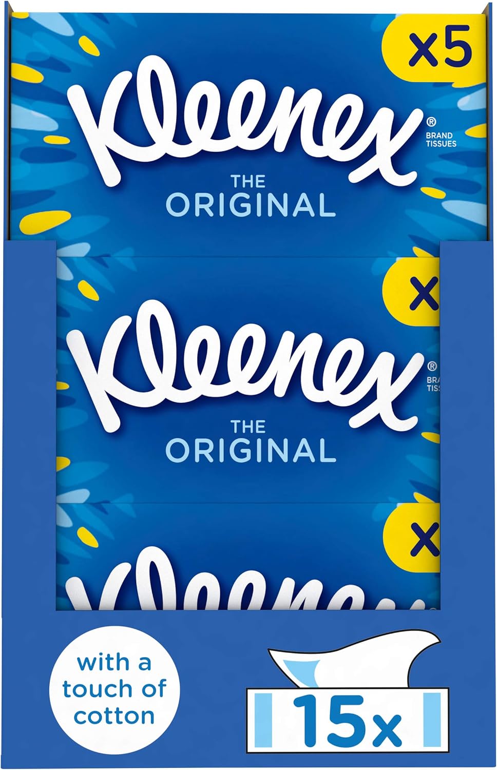 Kleenex Original Facial Tissues, Tissues Box Multipack, 15 Standard Boxes, White, 1080 count (Pack of 1)