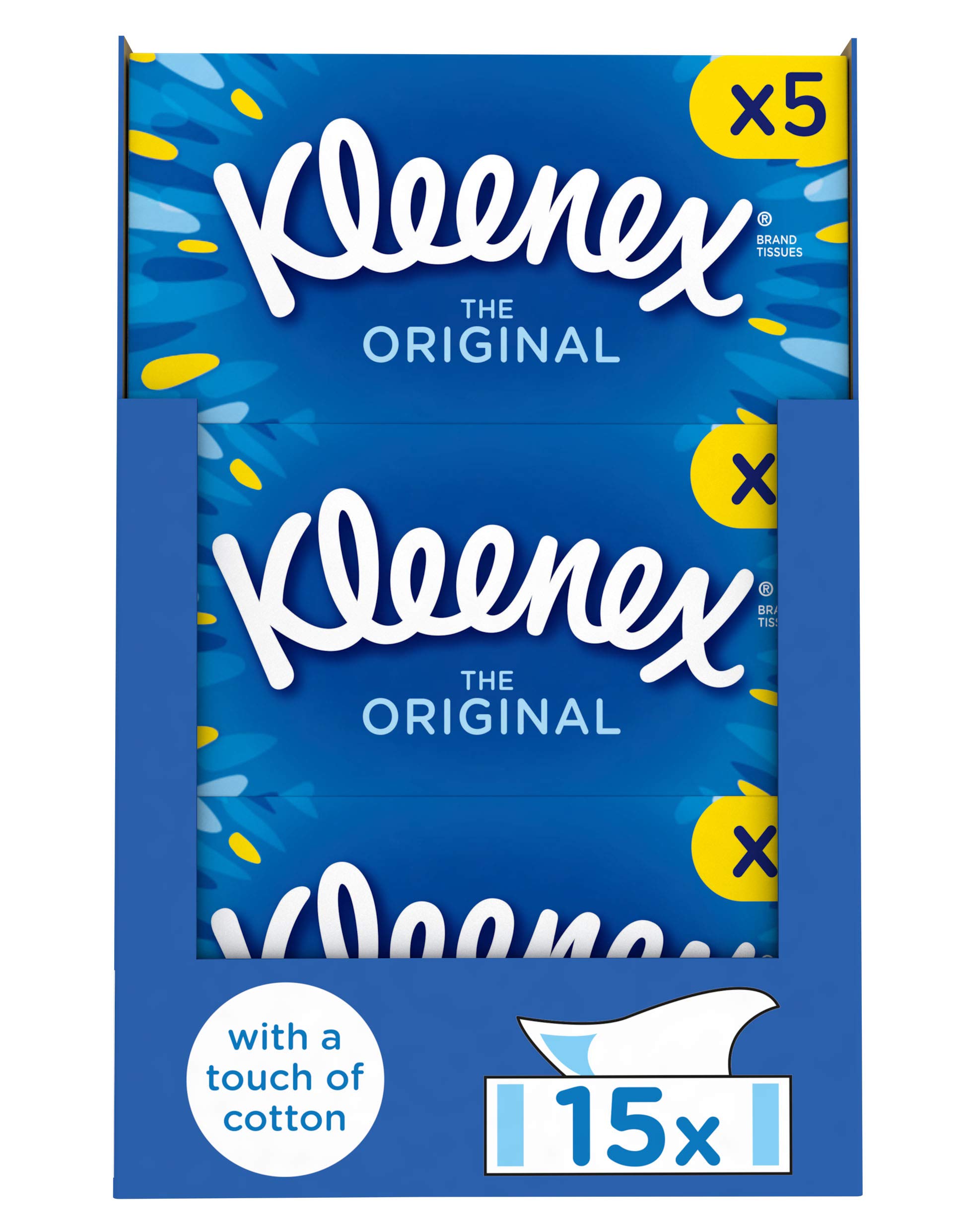 Kleenex Original Facial Tissues, Tissues Box Multipack, 15 Standard Boxes