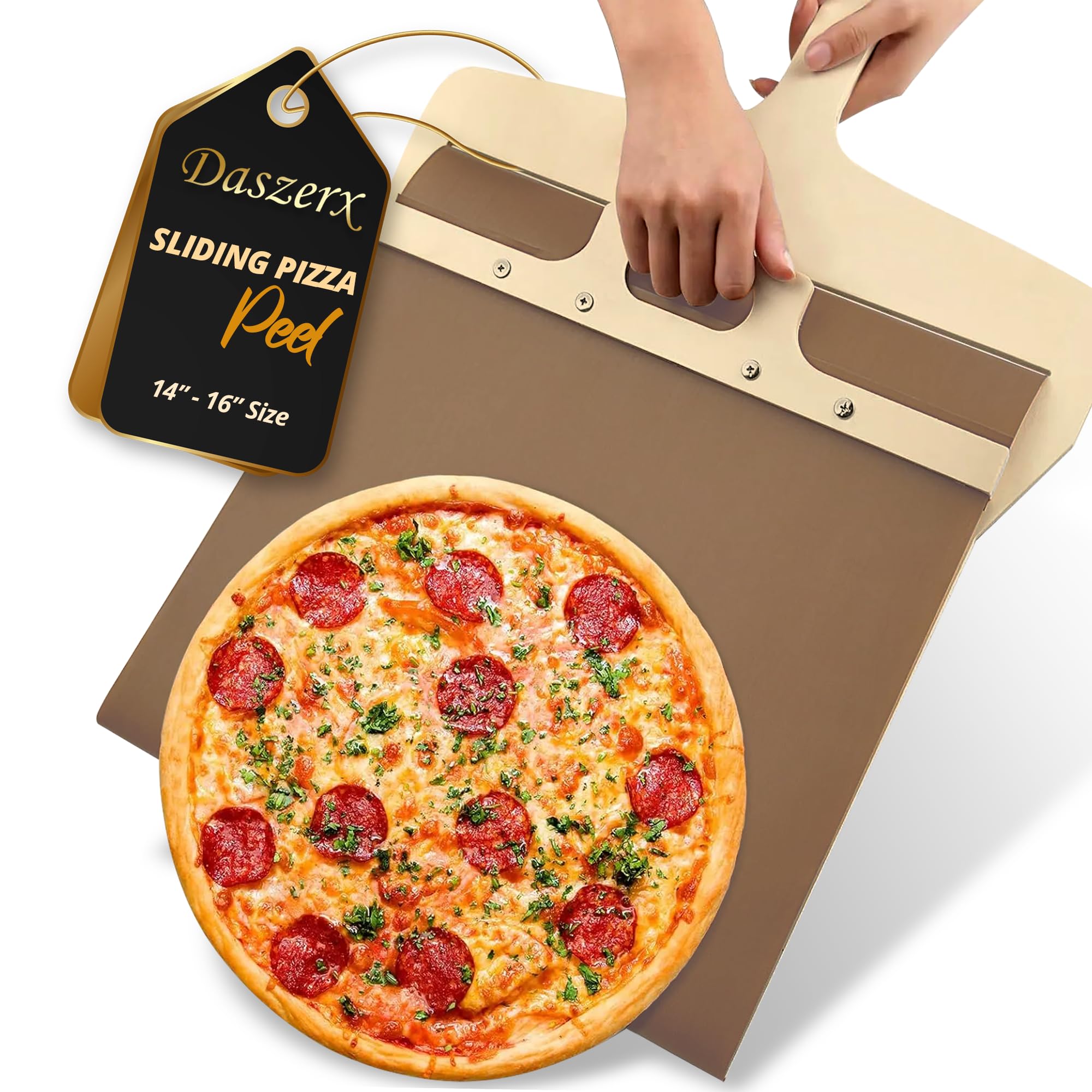 Photo 1 of ***USED***DASZERX® Premium Sliding Pizza Peel, Magic Pizza Slider Paddle with Non-Stick Cloth, Easy Transfer Pizza Slider with Handle, 16 or 14 Inch Pizza Peel Slider for Oven, Elite Peel Pizza Making & Baking