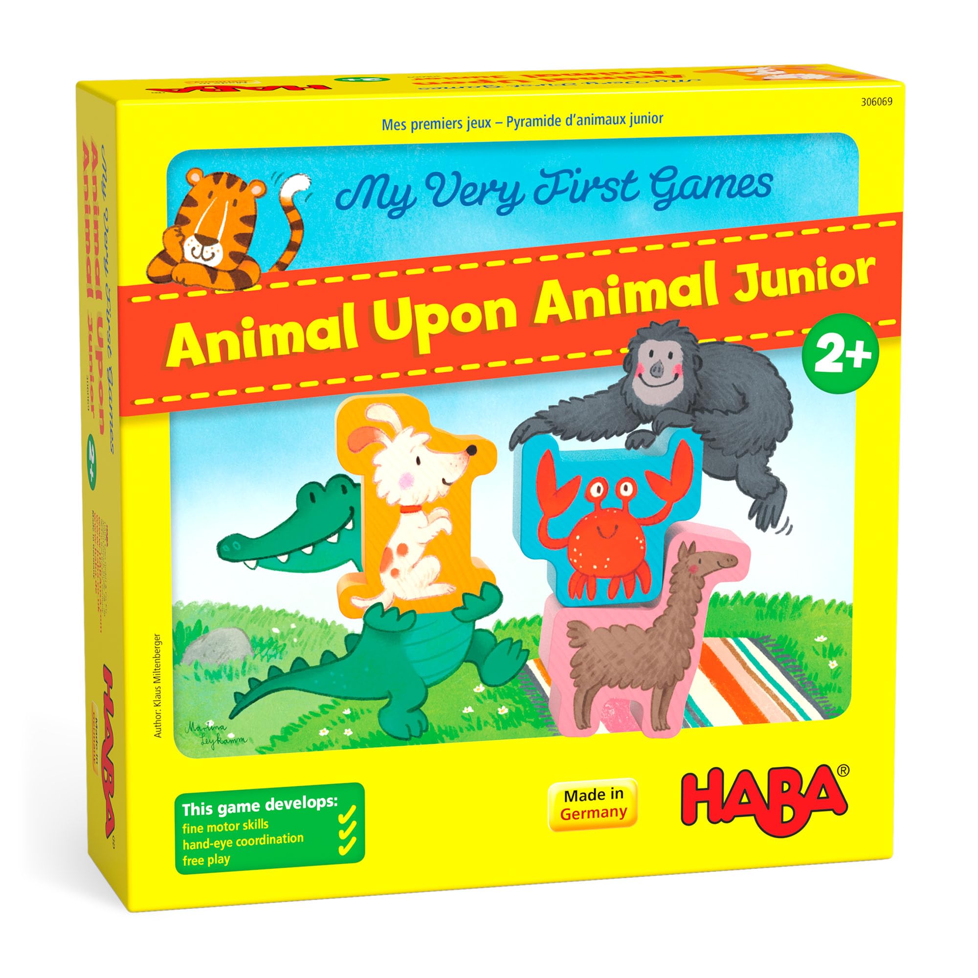 HABA My Very First Games – Animal Upon Animal Junior | Early Stacking Game for Ages 2+ | 3 Fun Balance & Coordination Games for 1–4 Kids | Made in Germany | Perfect First Family Game