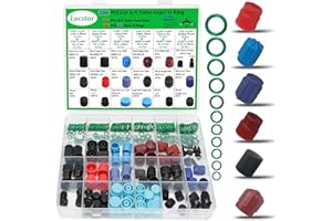 Lucstar 286 PCS Car A/C Caps, R12 R134a Air Conditioning Service System Charging Port Caps, Fuel Pressure Relief Valve Cap, Presta Schrader Valve Cap, AC Low/High Pressure Port Cap Auto Replacement