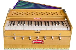 Harmonium, Maharaja Musicals, In USA, 3 1/4 Octave, Double Reed, Coupler, Natural Color, 7 Stops, Standard, Padded Bag, Tuned to A440, Musical Instrument Indian (PDI-126)