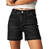 luvamia Jean Shorts for Women High Waisted Trendy Stretchy Denim Shorts 5 Inch Inseam Summer Casual Jorts with Pockets
