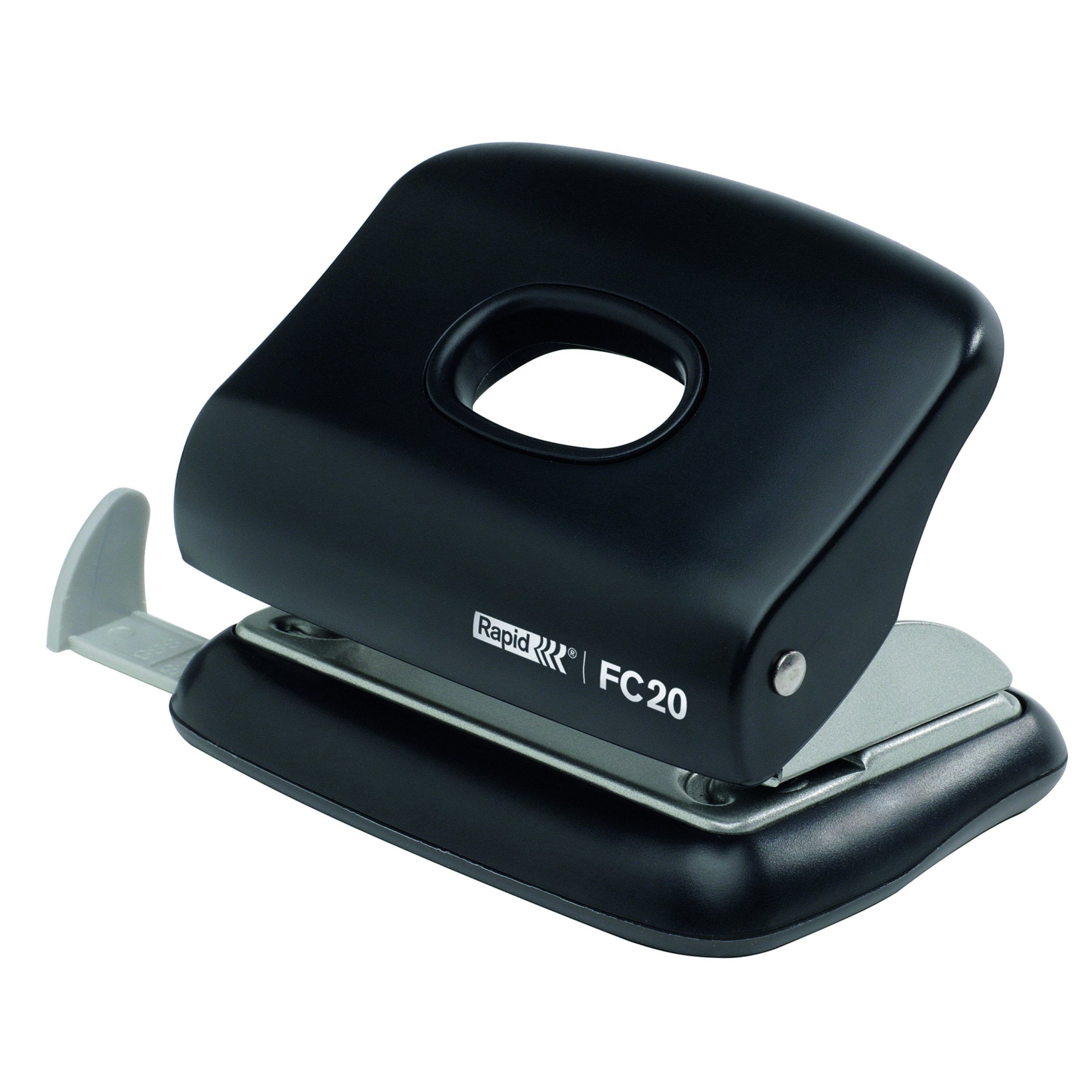 Rapid Fashion FC20 2 Hole Punch, Punches up to 20 Sheets, Adjustable Guide Bar, Ergonomic Design, Black, 23256400 โ image 1