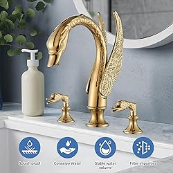 Vidugg Gold Swan Bathroom Sink Faucet 3 Holes