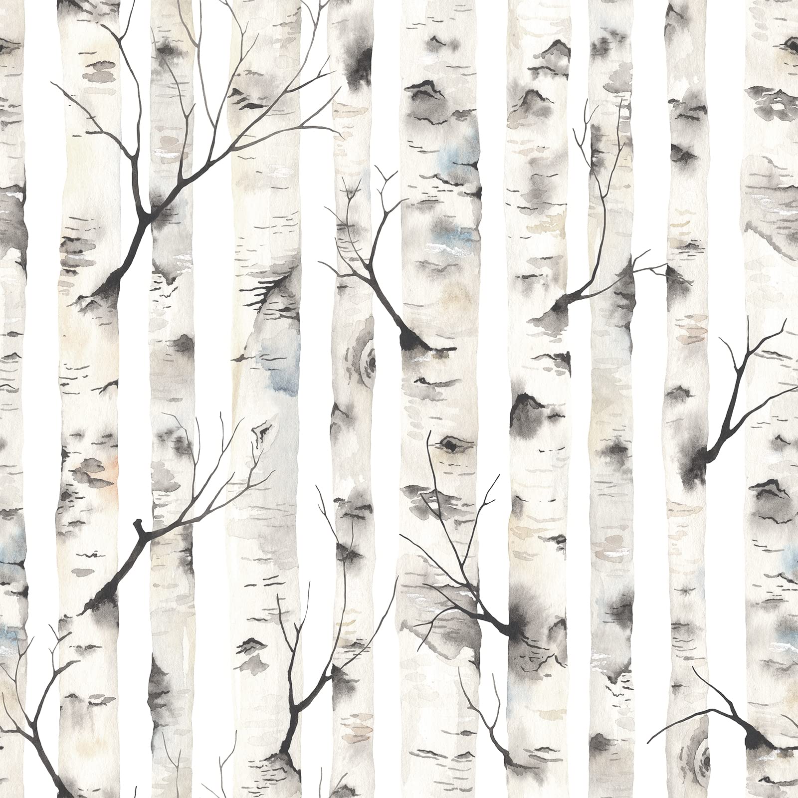 VEELIKE White Jungle Wallpaper Tropical Leaf Contact Paper Birch Tree Wallpaper for Living Room Bedroom 44.5 cm × 300 cm Botanical Wall Art Deco Wall Mural Bathroom Vinyl Wrap for Furniture Removable