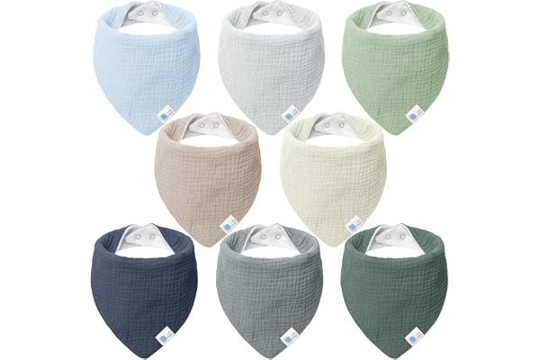 Lulumoon Muslin Baby Bibs 100% Cotton Baby Bandana Drool Bibs for Teething and Drooling, 8 Pack, Seashore
