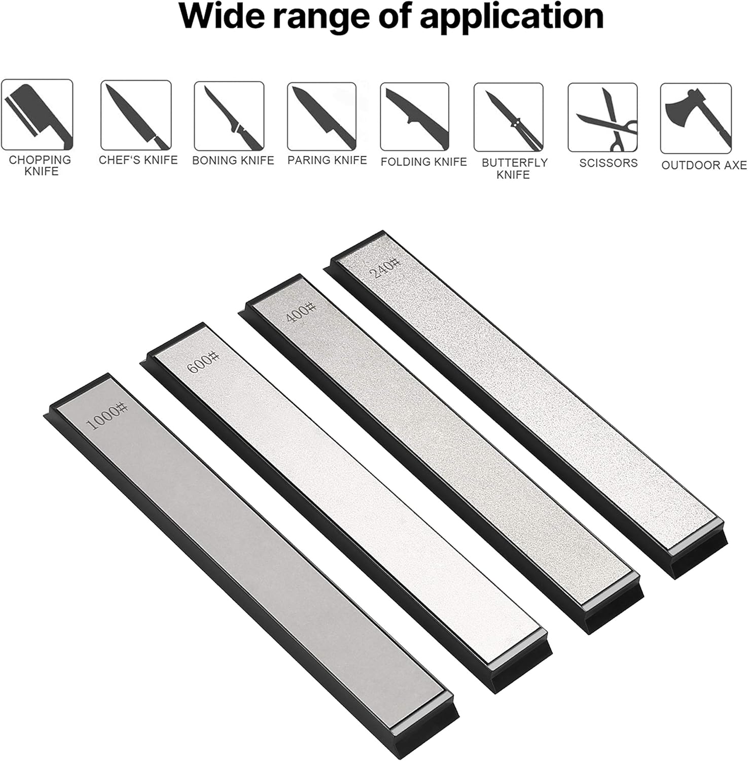 Knife Sharpener Stone Set 4 PCS Grit 240/400/600/1000 Diamond Sharpening Plate, Knife Sharpening Stone for Kitchen Knife Sharpener Professional Sharpening System-stone - - 