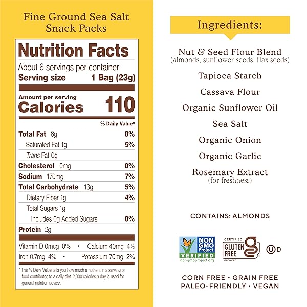 SIMPLE MILLS ALMOND FLOUR CRACKERS, FINE GROUND SEA SALT SNACK PACKS – GLUTEN FREE, VEGAN, HEALTHY SNACKS, 4.9 OUNCE (PACK OF 1)