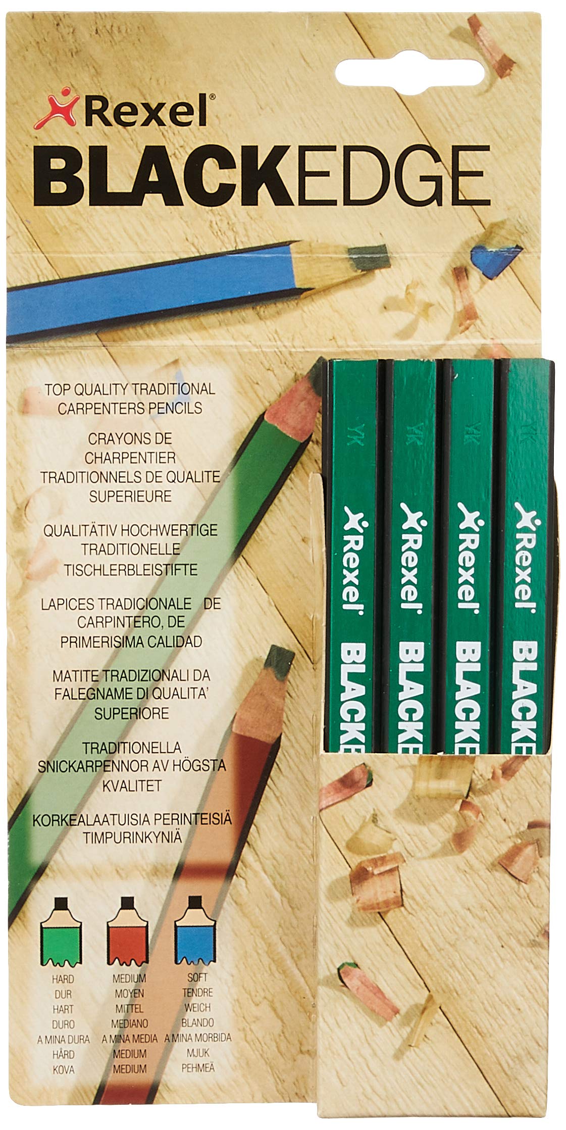Rexel Blackedge Carpenters Pencils - Hard, Box of 12 , 34332