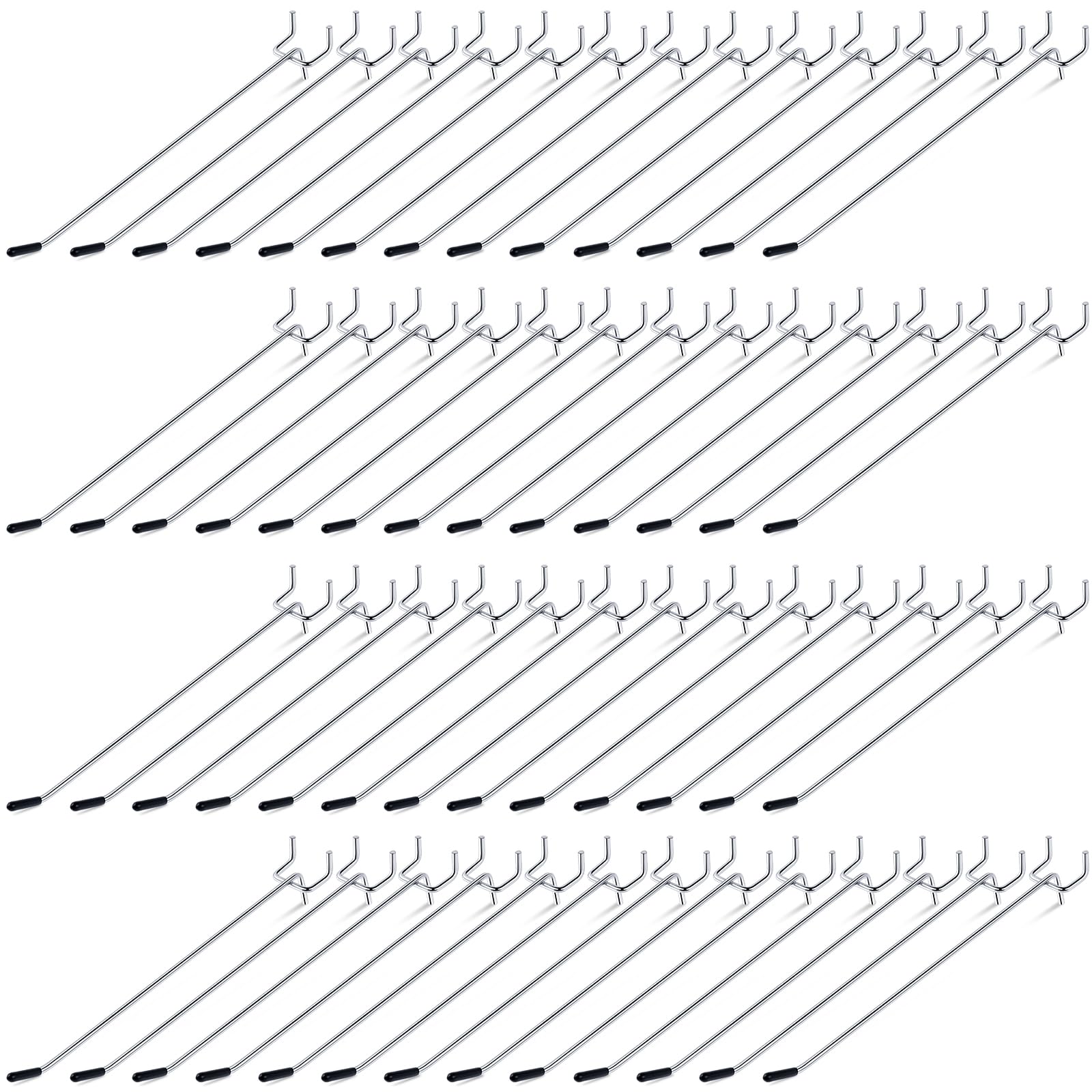 Photo 1 of Moxweyeni 100 Pcs Pegboard Hooks Peg Board Organizer Accessories Holders Hanging Stainless Steel Display Wall Hooks for 1/8 and 1/4 Pegboard Wall for Garage Storage Tools(8 Inch)