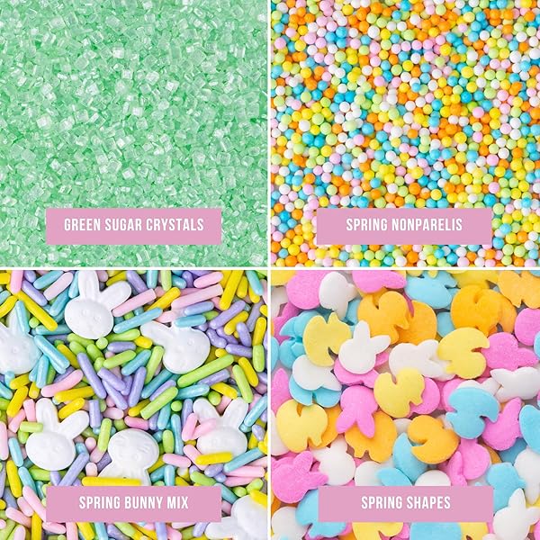 SWEETS INDEED SPRINKLES, 4 PACK, EDIBLE SPRINKLE MIX, PERFECT FOR CAKE DECORATIONS, BAKING, ICE CREAM, COOKIES, CUPCAKE TOPPER (EASTER)