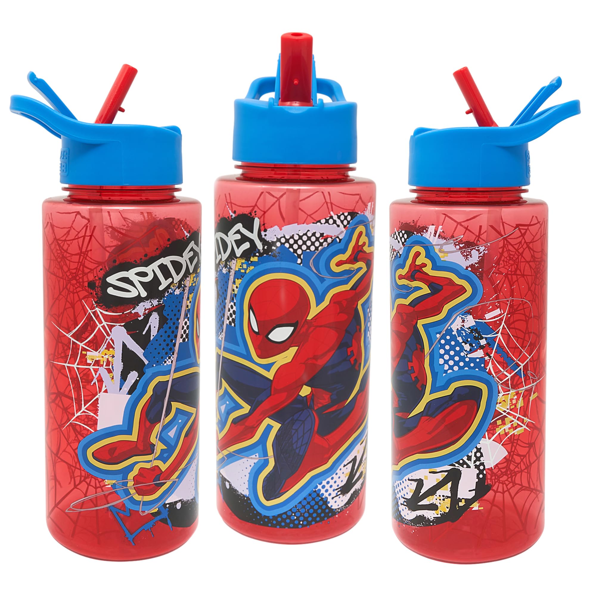Marvel Spiderman Kids Water Bottle with Straw by Polar Gear - Back to School Supplies Boys Water Bottle with Dust Cover Spout, Red