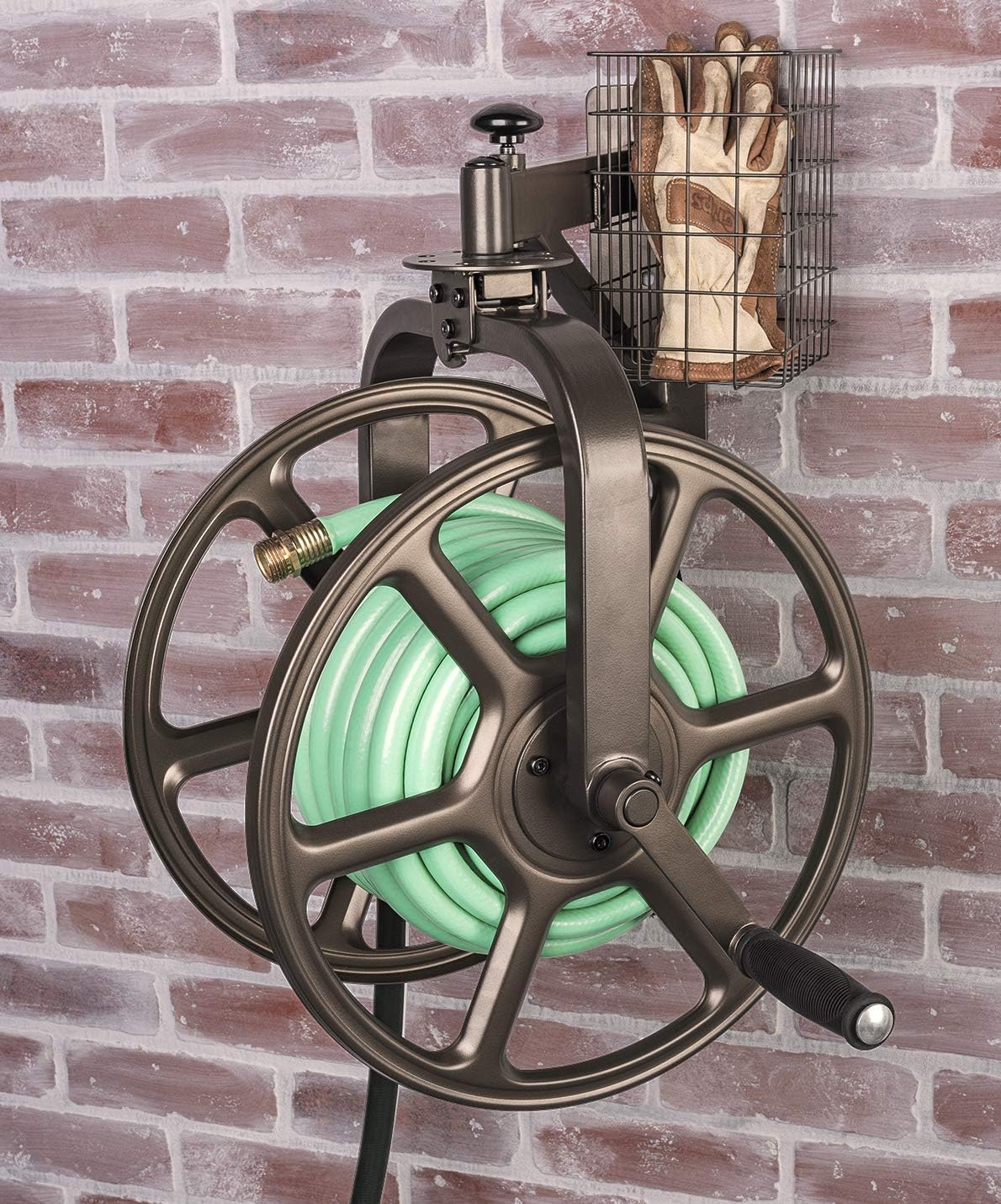 Liberty Garden 712 Single Arm Navigator Multi-Directional Garden Hose Reel, Holds 125-Feet of, 5/8-Inch, Bronze : Garden & Outdoor