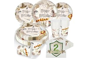 AURORAPARTY 96pcs Birthday Party Supplies Party Paper Plates Napkins Cups Kids Boys Birthday Decorations Birthday Disposable Party Tableware Set for 24 Guests