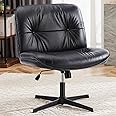 DUMOS Criss Cross Chair Legged Office Wide Comfy Desk Seat, No Wheels Armless Computer Task Seating, Swivel Vanity Home Height Adjustable