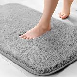 Wyewye Microfiber Bath Mat 40x60 Grey Ultra Thick Absorbent Non-Slip