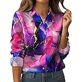 Zeagoo Womens Button Down Shirt Long Sleeve Blouse Business Work Tops Dressy Casual Floral Printed Outfits with Pocket
