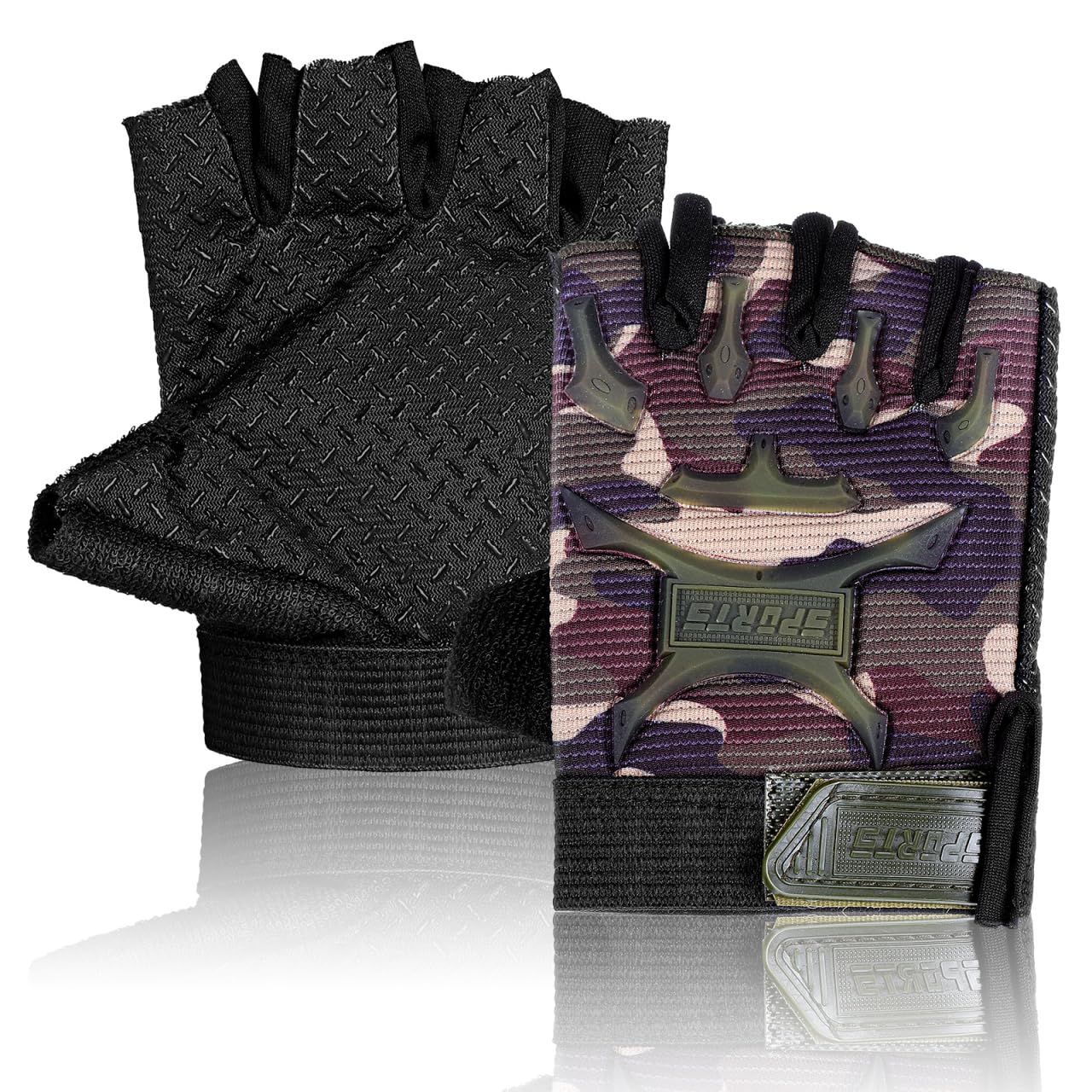 LIOOBO 1 Pair Kids Sports Half Finger Mountain Climbing Gloves Cycling Gloves for Children Outdoor Army Green