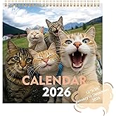ADUN Stationery 2026 Cat Selfies Wall Calendar | Sweet Multi-Breed Cats & Kittens Calendar | 12 Month | 12" x 24" Open | Thick & Sturdy Paper | Gift for Cat Lovers, Men, Women, Kids