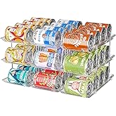 Attelite Can Organizer for Pantry, 3 Sets 3 Tiers Can Storage Organizer Pantry,Soda Can Organizer for Fridge 36 Cans Rack Automatic Rolling Stackable Canned Food Organizer,Clear