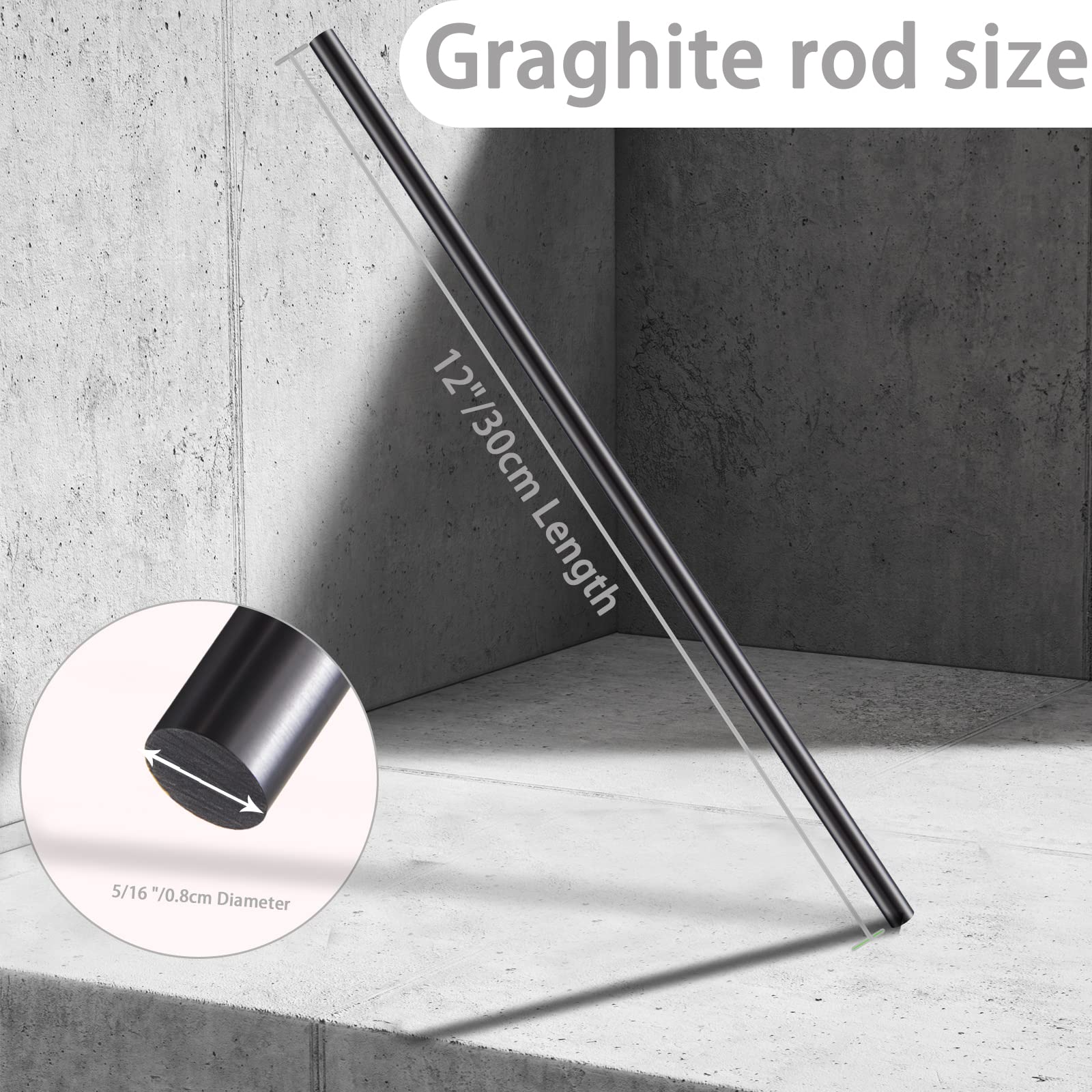 Graphite Stir Rod, 5Pack Graphite Crucible Stir Stick Long Carbon Stirring Rod for Molten Metal and Melting Casting Gold Silver Copper, 12