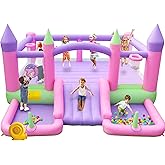 BounBounTime Inflatable Bounce House for Kids, Bouncy Castle with Slide | 15 ft x 14.7 ft, Jumping Castle with 650W Blower, 2 Ball Pits, 2 Basketballs, 7 in 1 Bouncing House for Kids Aged 3-12