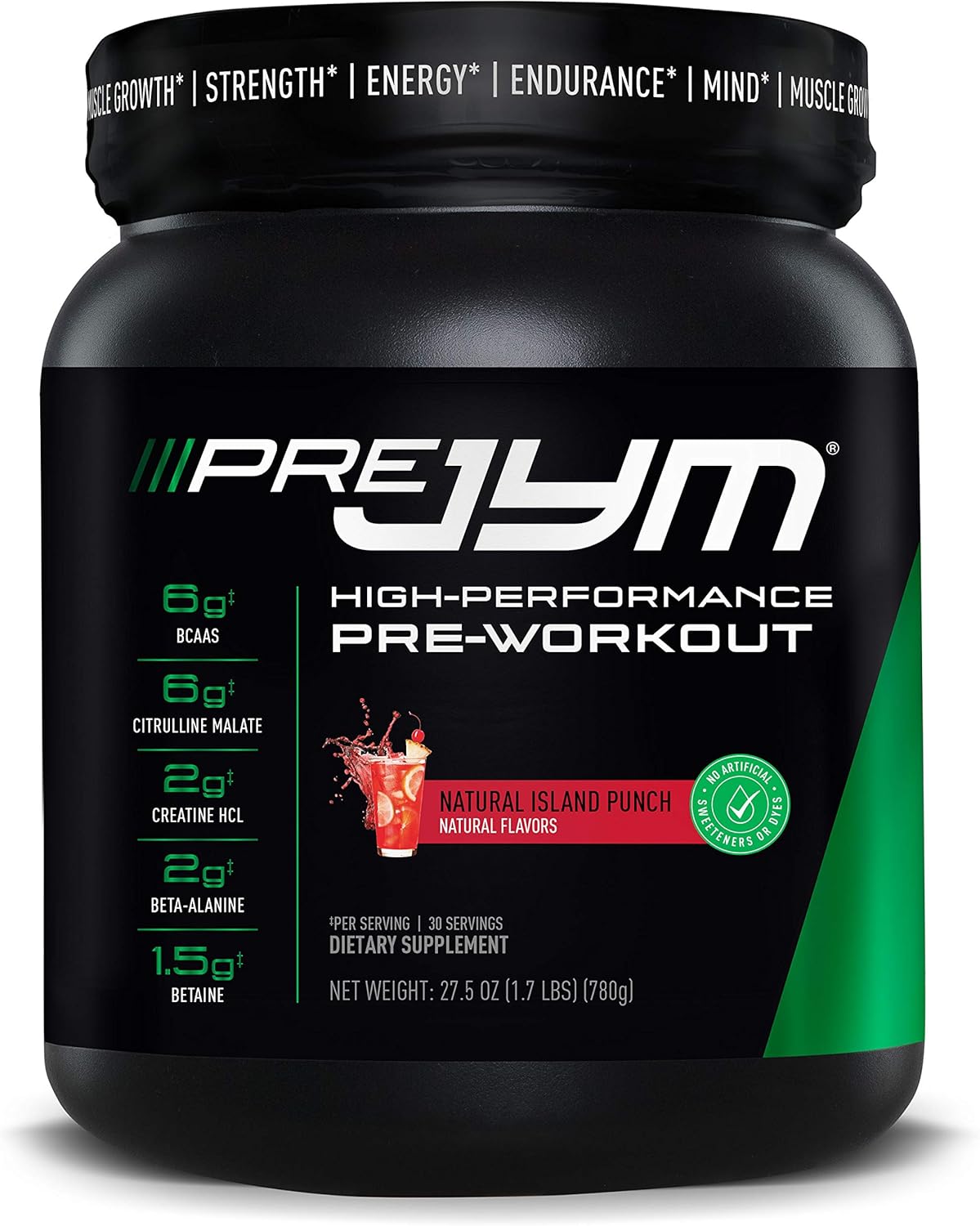 Pre JYM Pre Workout Powder - BCAAs, Creatine HCI, Citrulline Malate, Beta-Alanine, Betaine, and More | JYM Supplement Science | Natural Island Punch Flavor, 30 Servings: Health & Personal Care