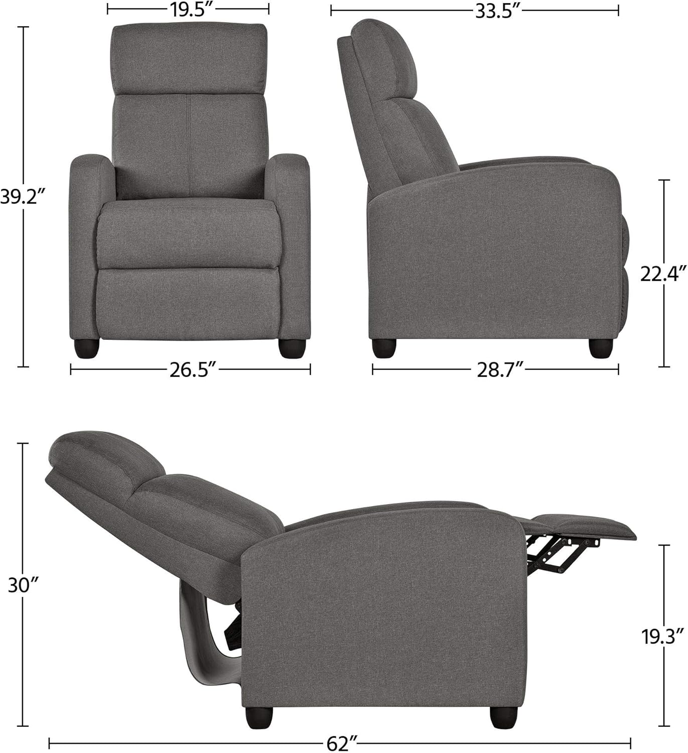 Yaheetech 2-Seat Home Theater Seating Pushback Recliner Chair with Thick Seat Cushion and Backrest for Living Room: Furniture & Decor