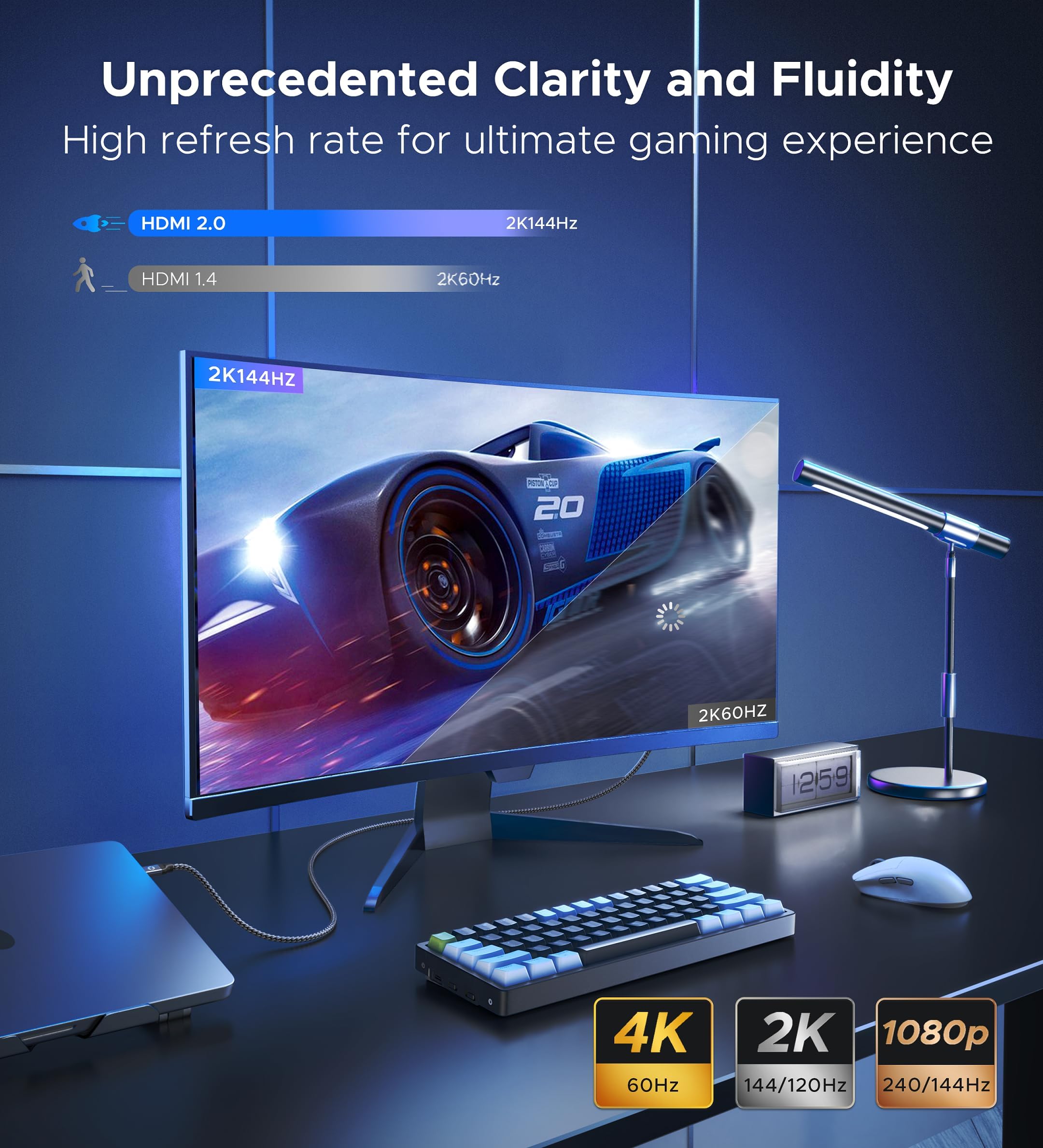 Warrky USB C to HDMl Cable 4K@60Hz [High Speed, Gold-Plated] Type C to HDMl 2.0 Cord, Thunderbolt 4/3 to HDMl, Compatible with iPhone 16 Pro, MacBook Pro/Air, iPad Pro, Surface, Galaxy S24, XPS-6FT