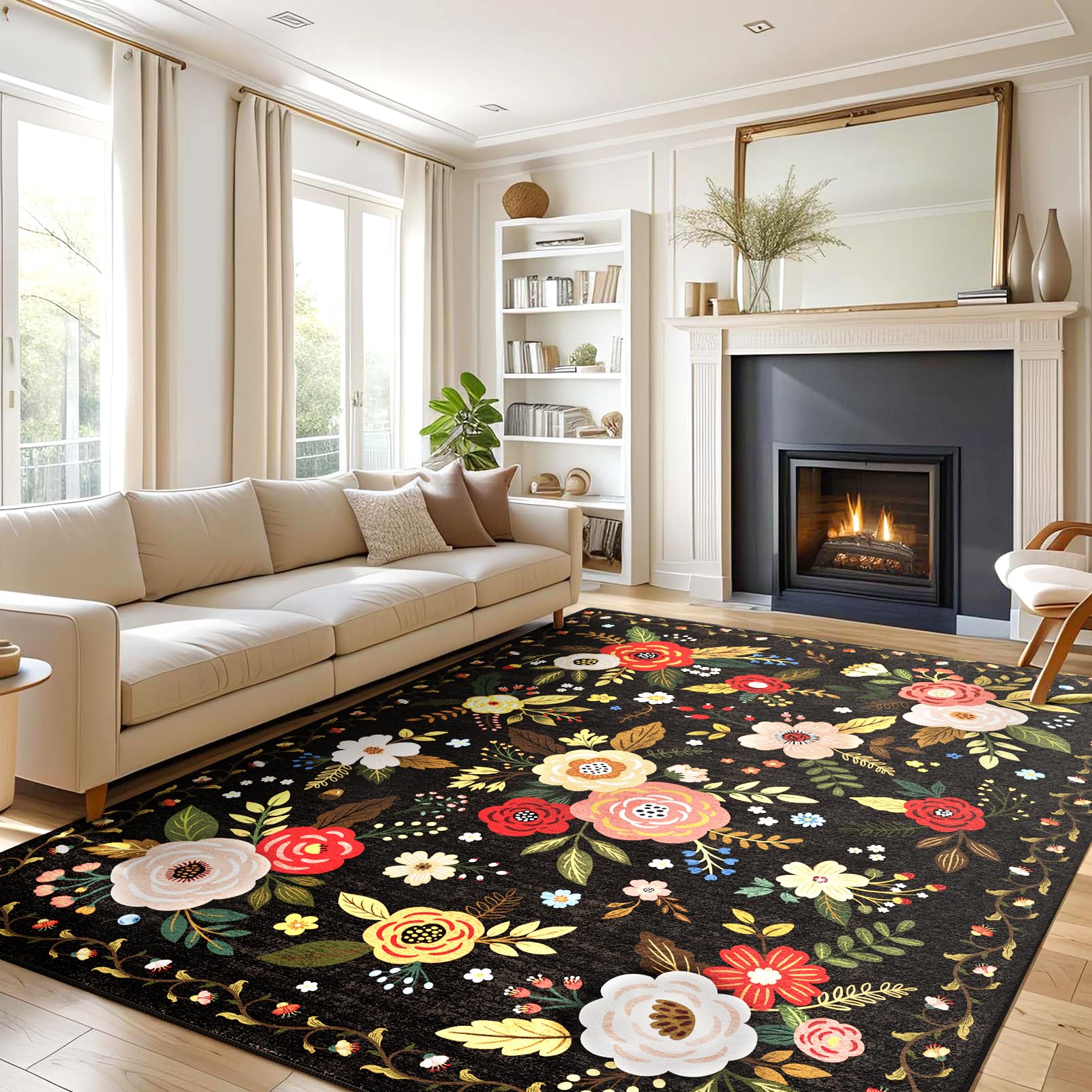 Truqual 3x5 Rug for Bedroom Washable Rug Non Slip, Girl Rug, Low Pile ...