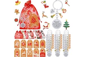 Loetere 72 Pcs Christmas Employee Appreciation Gifts for Coworker Thank You Keychains Gifts with Organza Bags Thank You Cards (Christmas tree)