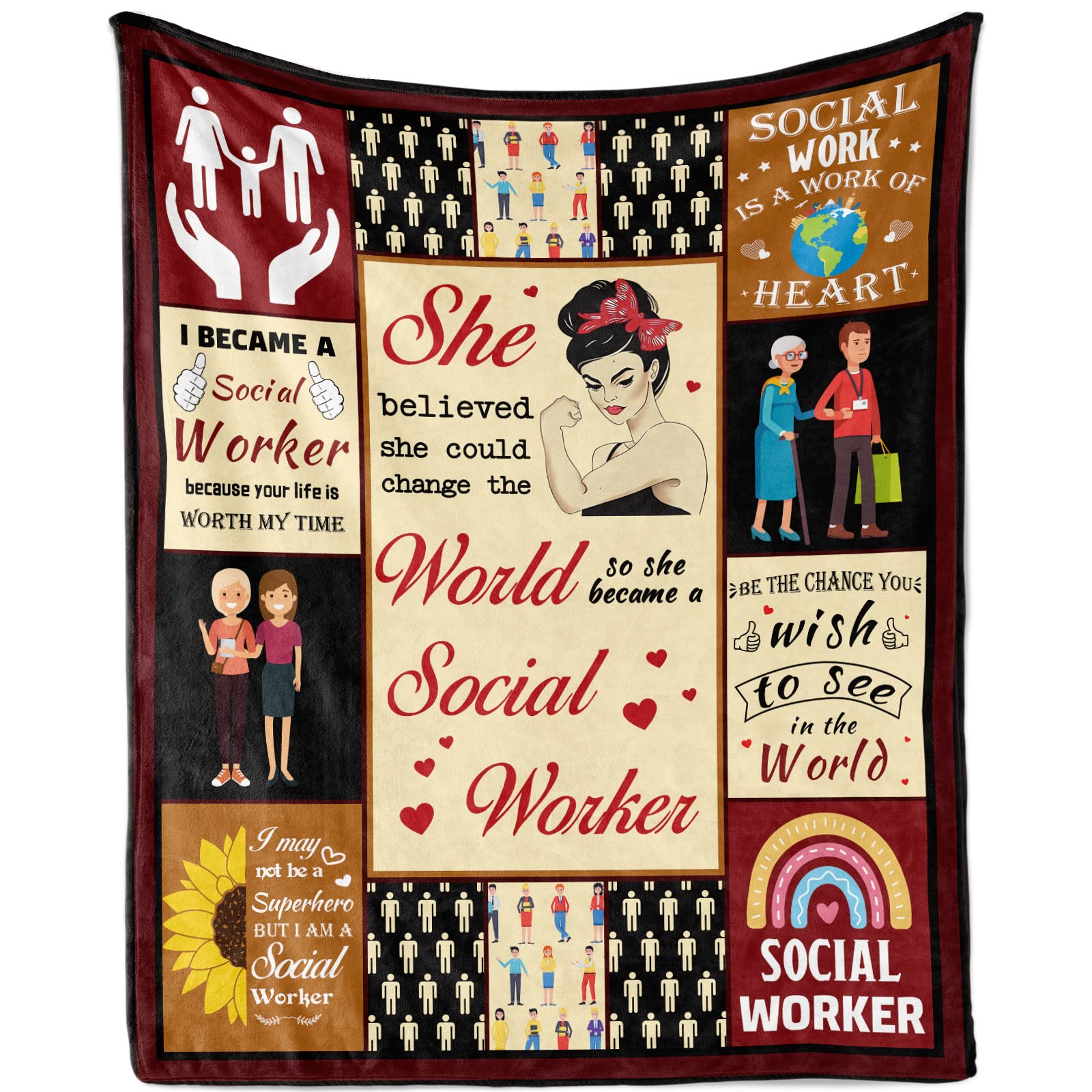 Social Worker Gifts for Women, Social Worker Blanket, Gifts for Social Worker, Soft Social Worker Flannel Plush Fleece Throw Blanket Social Worker Appreciation Gifts for Couch Sofa ​Bed, 140X180cm