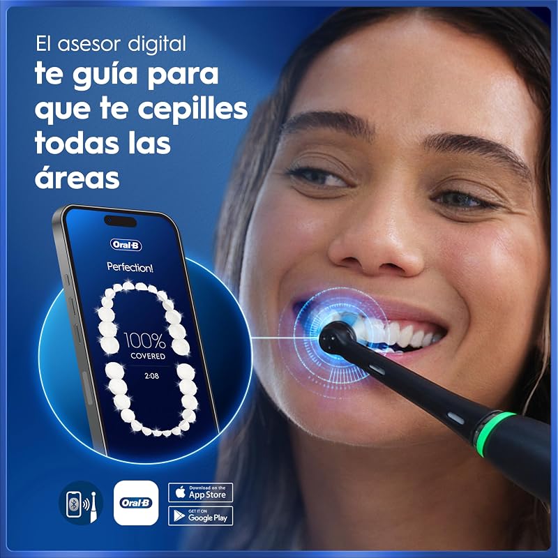 Escova de dentes preta recarregável iO 5, 1 cabeça e caixa de viagem, 1 suporte de carga, 5 modos de escovagem com branqueamento dentário, sensor de pressão, desenhado pela Braun