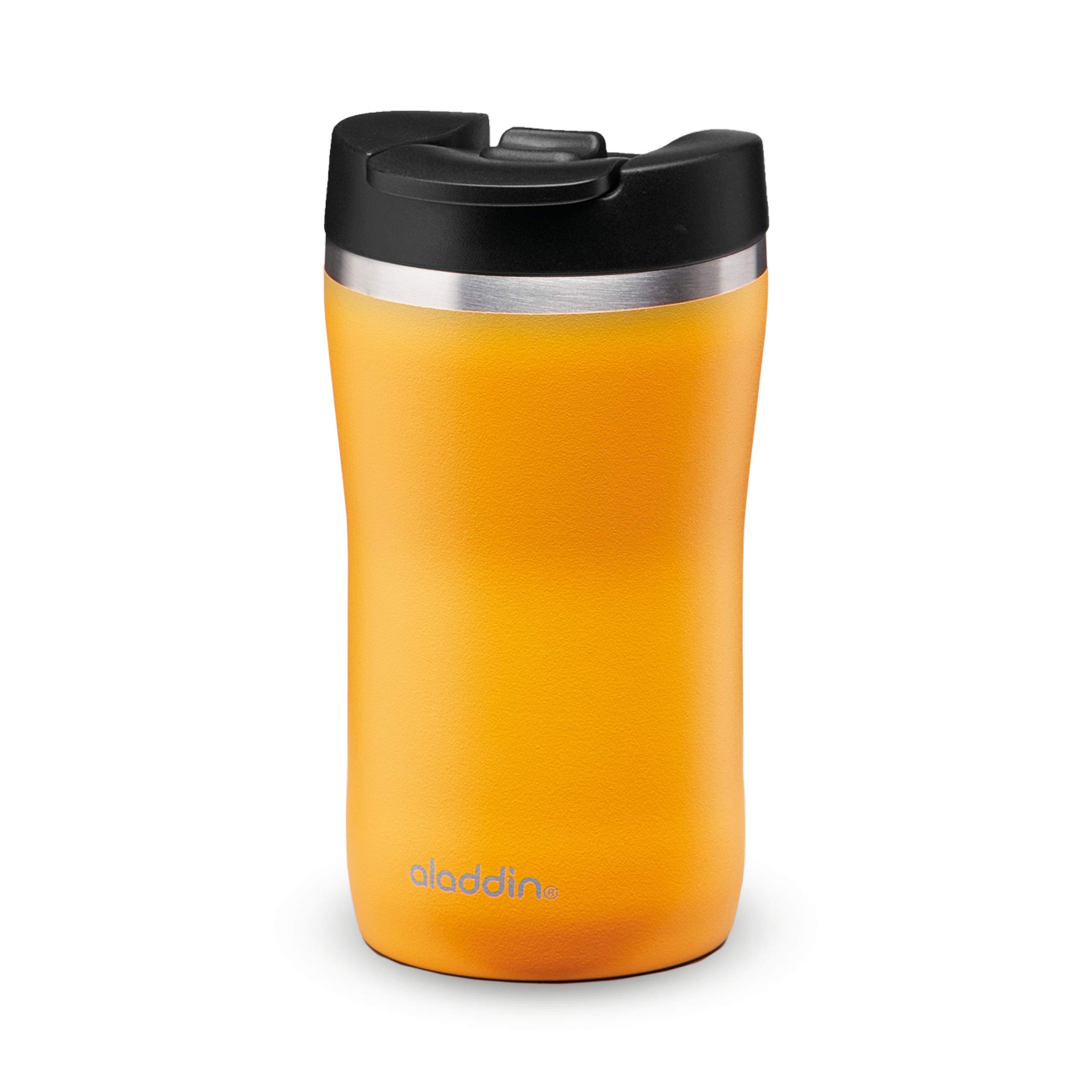 Aladdin Barista Café Thermavac Leak-Lock Stainless Steel Thermos Travel Mug for Hot Drinks 0.25L Sun Yellow – Keeps Hot for 2.5 Hours - BPA-Free Reusable Coffee Cups - Leakproof - Dishwasher Safe