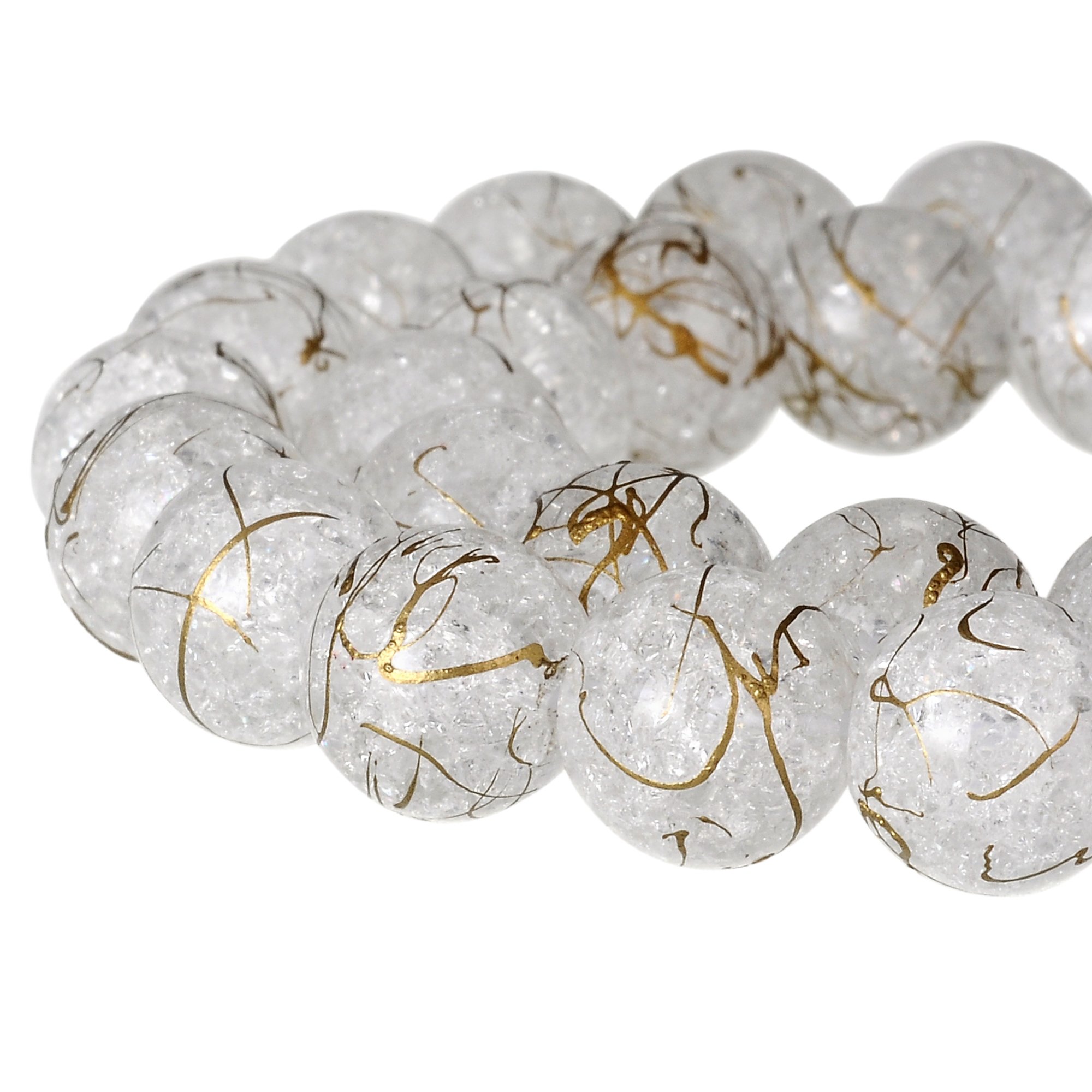 RUBYCA Round Crackle Druk Czech Crystal Pressed Glass Beads for Jewellery Making 10mm Strand (White)